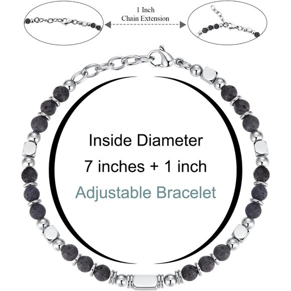 Lava Stone Boho Beaded Bracelets for Women Trendy Jewelry Gifts for Lover, Mom - Picture 3 of 7